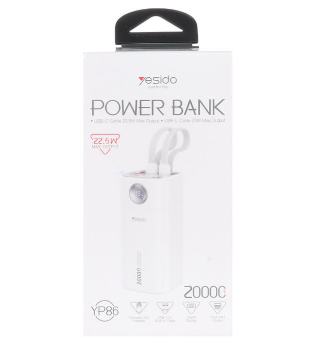 تصویر  پاوربانک 22.5W یسیدو مدل YP86 ظرفیت 20000 میلی آمپر ساعت