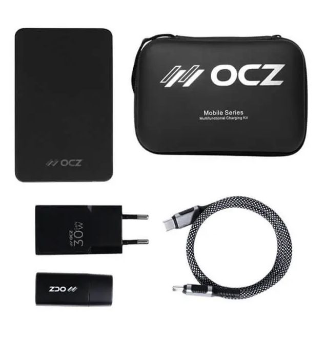 تصویر  پاوربانک 20W او سی زد ظرفیت 10000 میلی آمپر ساعت همراه آداپتور شارژر و کابل Type-C to Type-C