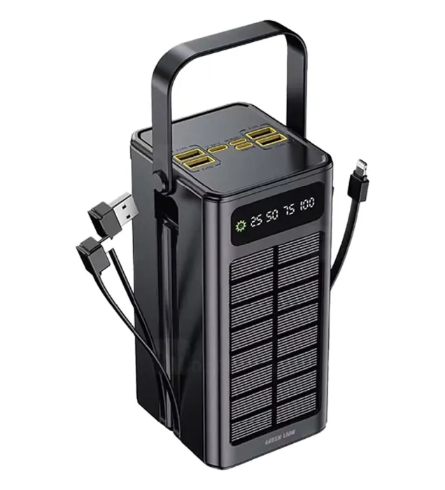 تصویر  پاوربانک خورشیدی گرین لاین مدل Solar X GLPX50 GNSOL50PB60BK ظرفیت 60000 میلی آمپر ساعت