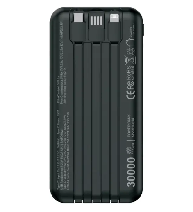 تصویر  پاوربانک ایکس انرژی مدل X-834 22.5W ظرفیت 30000 میلی آمپر ساعت
