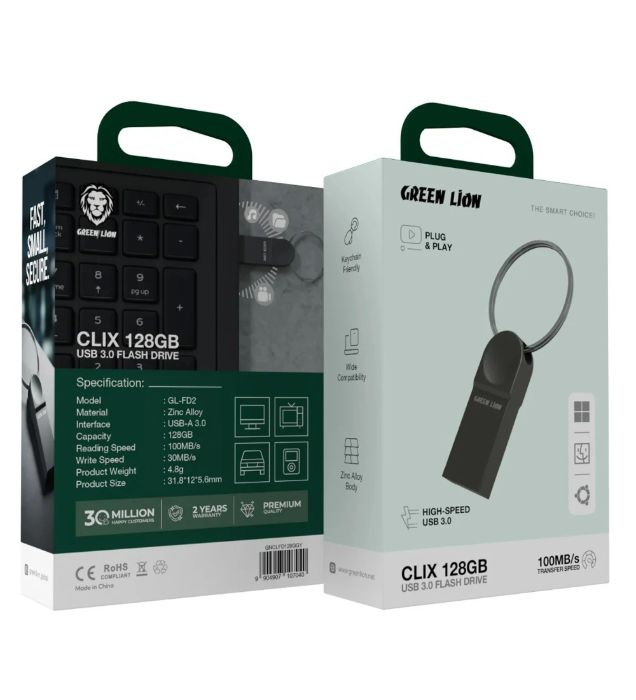 تصویر  فلش مموری گرین لاین مدل Clix GNCLFD128GGY USB3.0 ظرفیت 128 گیگابایت