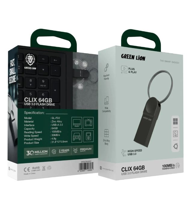 تصویر  فلش مموری گرین لاین مدل Clix GNCLFD64GGY USB3.0 ظرفیت 64 گیگابایت