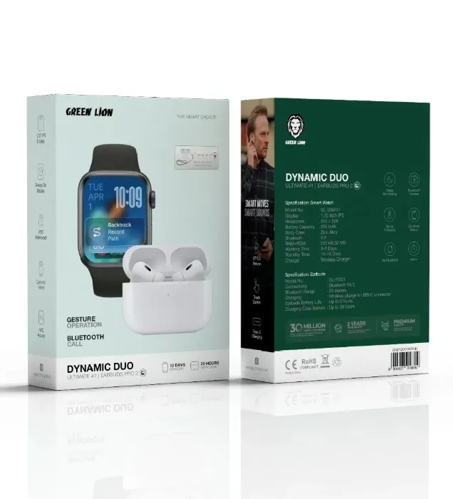 تصویر  ساعت هوشمند و ایرفون بی سیم گرین لاین Dynamic Duo