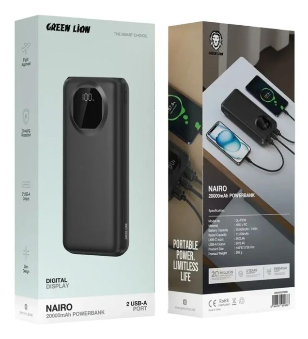 تصویر  پاوربانک گرین لاین مدل Nairo ظرفیت 10000 میلی آمپر ساعت