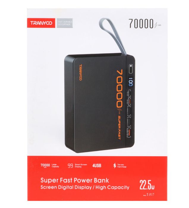 تصویر  پاور بانک 22.5W ترانیو مدل T-F17 ظرفیت 70000 میلی آمپر ساعت