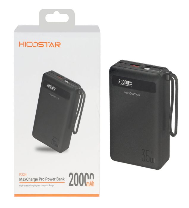 تصویر  پاوربانک 35W هیکو استار مدل P224 ظرفیت 20000 میلی آمپر ساعت