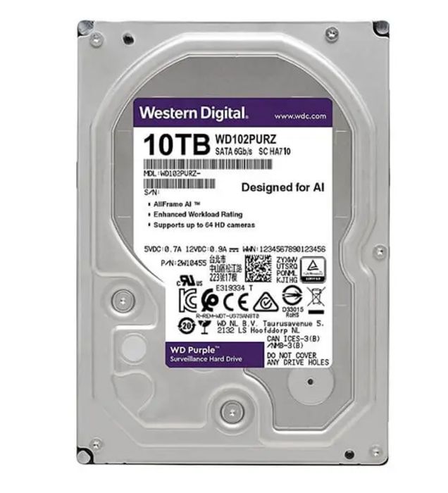 تصویر  هارد دیسک اینترنال وسترن دیجیتال مدل WD Purple ظرفیت 10 ترابایت