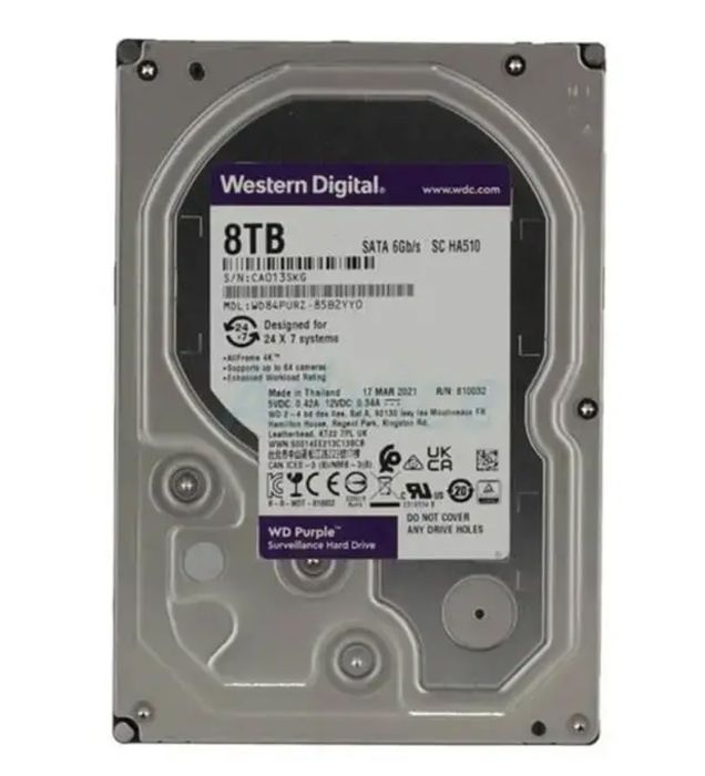تصویر  هارد دیسک اینترنال وسترن دیجیتال مدل WD Purple ظرفیت 8 ترابایت