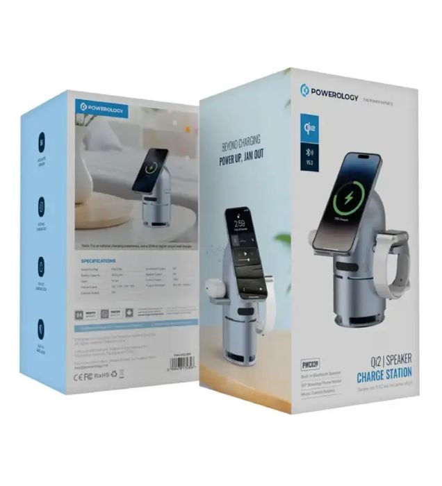 تصویر  شارژر بی سیم 15W پاورلوژی مدل Qi2 Speaker