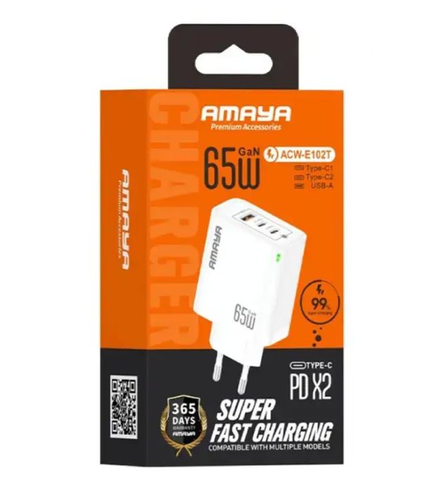 تصویر  شارژر دیواری 65W آمایا مدل ACW-E102T
