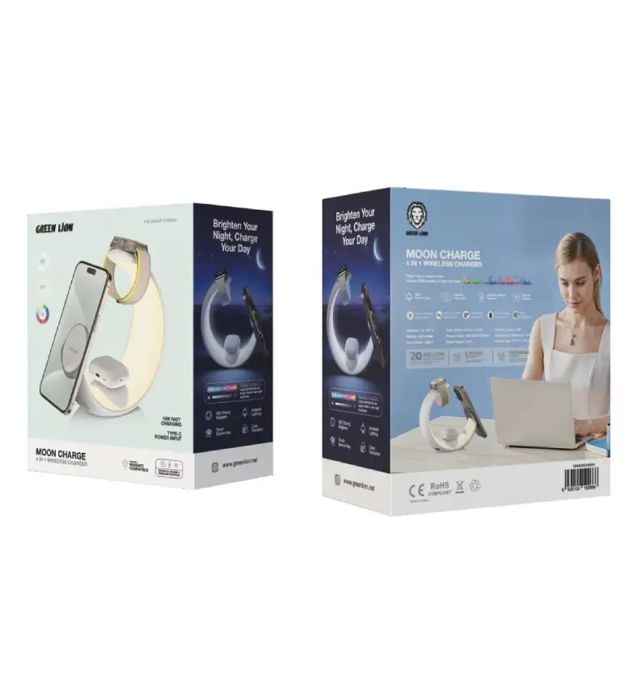 تصویر  شارژر وایرلس گرین لاین مدل Moon Charge 4 in 1