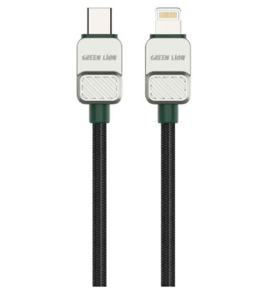 تصویر  کابل شارژ فست تایپ سی به لایتنینگ گرین لاین مدل Electroplated Braided Cable طول 1 متری