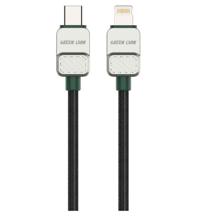 تصویر  کابل شارژ فست تایپ سی به لایتنینگ گرین لاین مدل Electroplated Braided Cable طول 1 متری