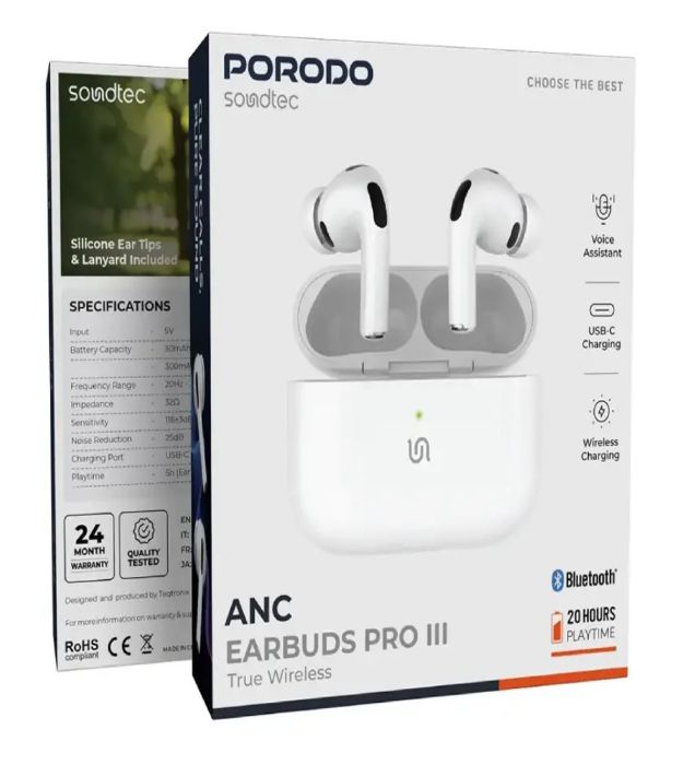 تصویر  هندزفری بلوتوثی پرودو مدل Earbuds Pro 3 ANC