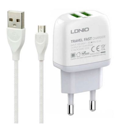 تصویر  شارژر دیواری الدینیو مدل A2219 به همراه کابل شارژ MicroUSB