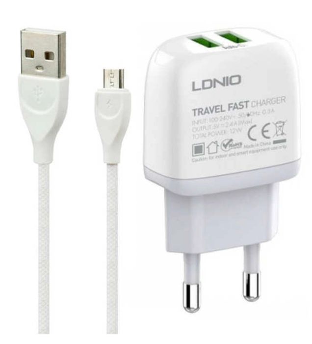 تصویر  شارژر دیواری الدینیو مدل A2219 به همراه کابل شارژ MicroUSB