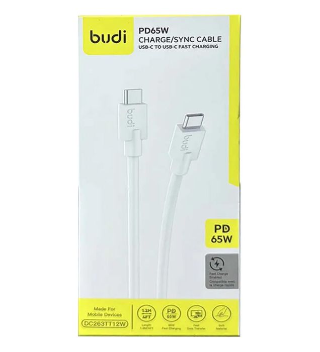 تصویر  کابل شارژ فست USB-C به USB-C بودی مدل DC265TT15B طول 1.2 متر