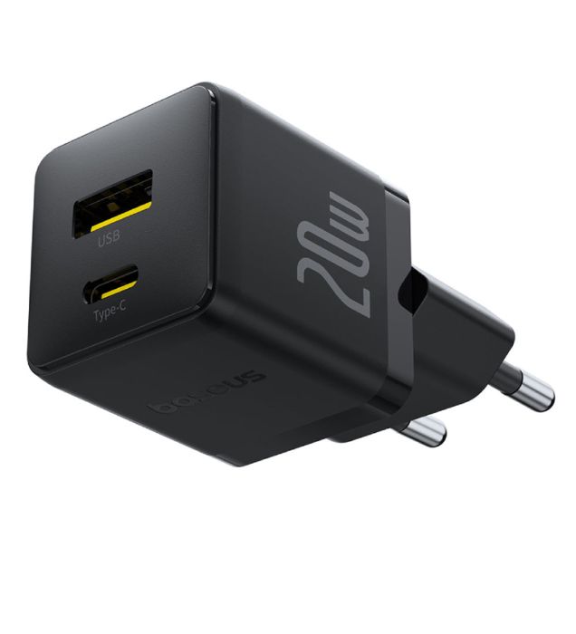 تصویر  شارژر دیواری 20W باسئوس دو پورت مدل Palm به همراه کابل تایپ سی