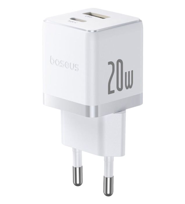 تصویر  شارژر دیواری 20W باسئوس دو پورت مدل Palm به همراه کابل تایپ سی
