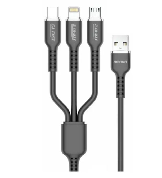 تصویر  کابل شارژ 3 در 1 آمایا مدل ACD-X30C طول 1.2 متر