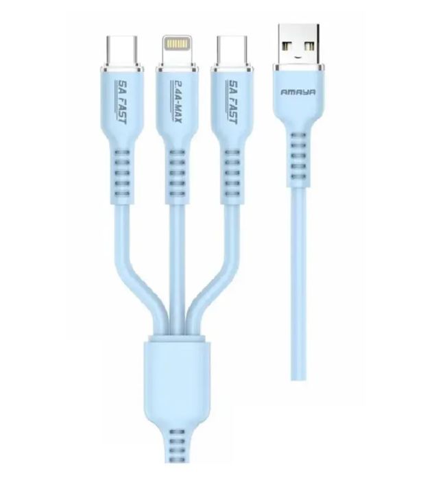 تصویر  کابل شارژ 3 در 1 آمایا مدل ACD-X30C طول 1.2 متر