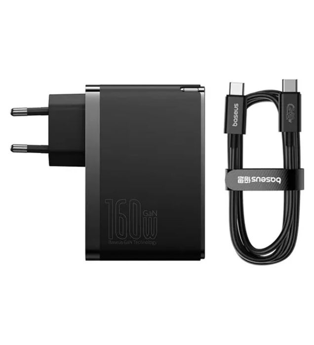 تصویر  شارژر دیواری 160وات باسئوس مدل GaN5 Pro همراه با کابل تایپ سی به تایپ سی