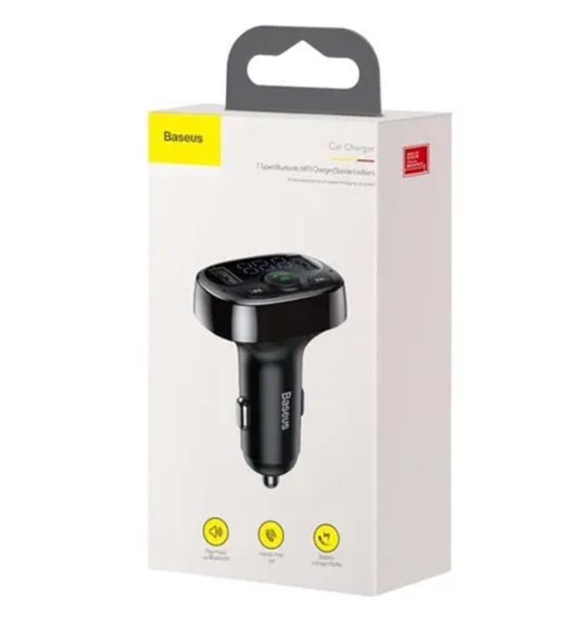 تصویر  شارژر فندکی بلوتوثی باسئوس مدل T Shaped S-09A