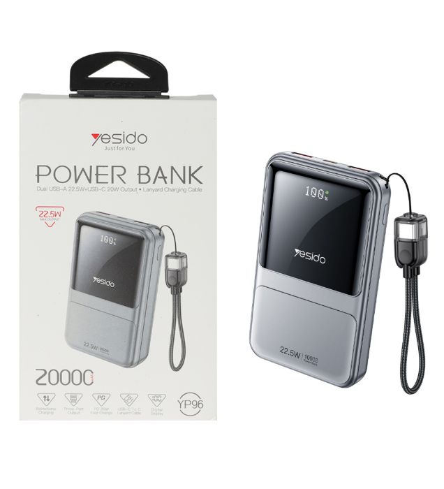 تصویر  پاوربانک 22.5W یسیدو مدل YP96 ظرفیت 20000 میلی آمپر ساعت