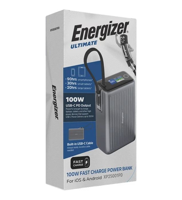 تصویر  پاوربانک انرجایزر 100W مدل XP25001PD ظرفیت 25000 میلی آمپر ساعت