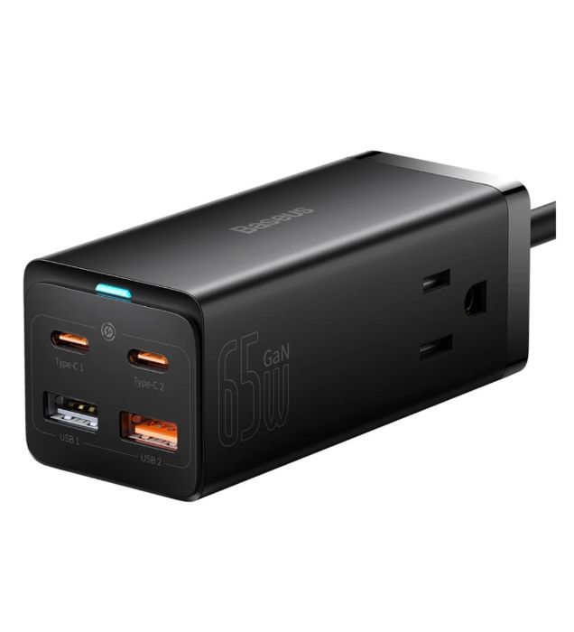 تصویر  شارژر رومیزی باسئوس 65 وات فست و چهار پورت مدل GaN3 Pro Power Combo