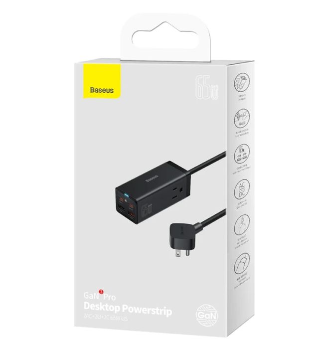 تصویر  شارژر رومیزی باسئوس 65 وات فست و چهار پورت مدل GaN3 Pro Power Combo
