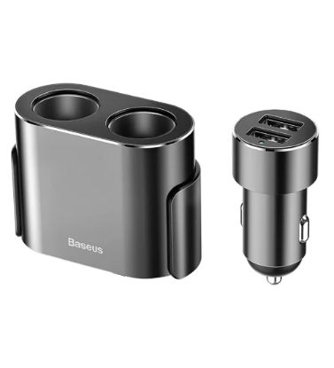 تصویر  شارژر فندکی 80W فست دو پورت باسئوس مدل CRDYQ-01