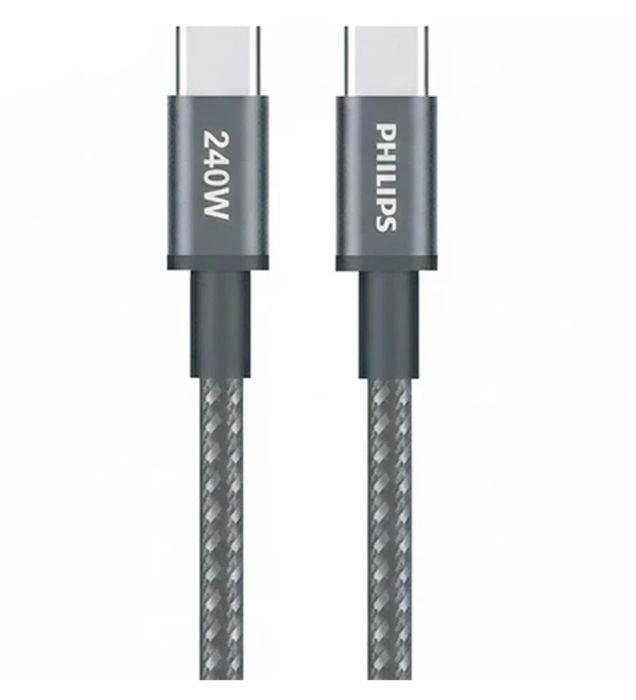 تصویر  کابل شارژ تایپ سی به تایپ سی فیلیپس مدل DLC7060C طول 2 متر
