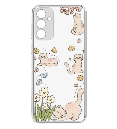 تصویر  کاور طرح Cat &amp; Flowers برای گوشی سامسونگ Galaxy A15