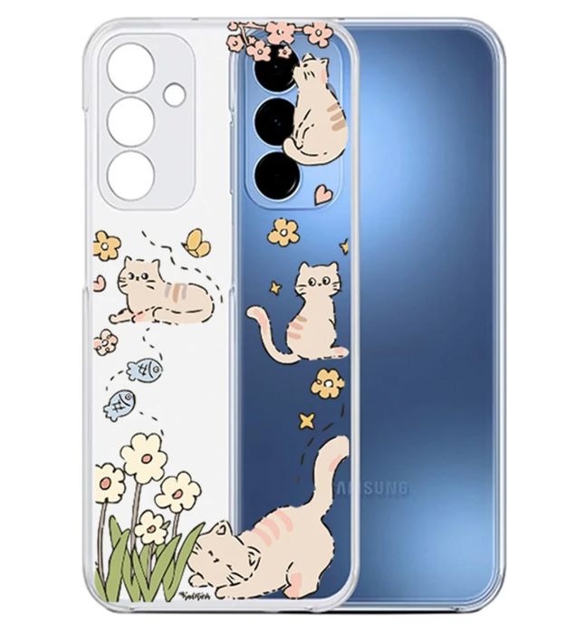 تصویر  کاور طرح Cat &amp; Flowers برای گوشی سامسونگ Galaxy A15