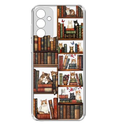 تصویر  کاور طرح Cat &amp; Books برای گوشی سامسونگ Galaxy A15