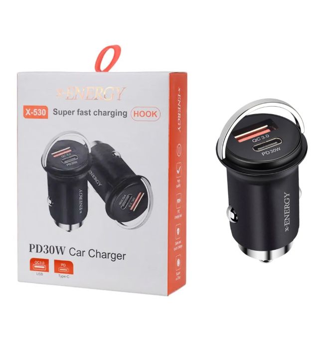 تصویر  شارژر فندکی 30W فست و PD دو پورت ایکس انرژی مدل X-530