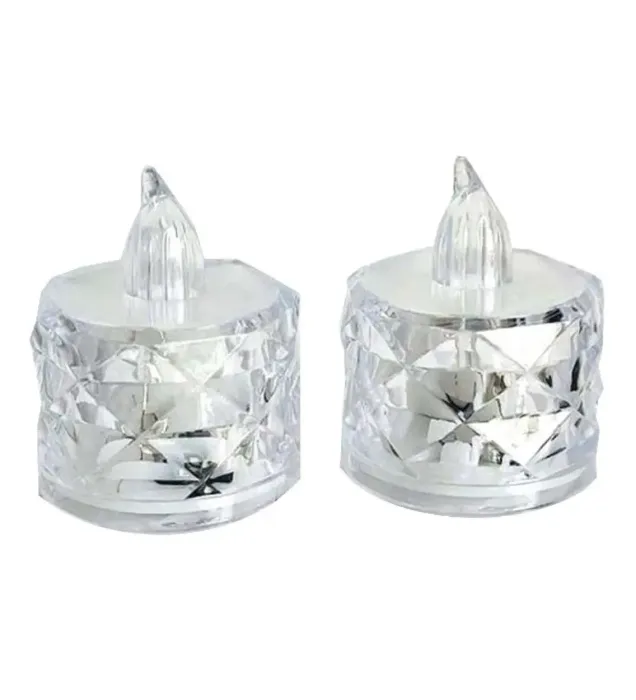 تصویر  شمع ال ای دی کریستالی شفاف مدل Diamond مجموعه 2 عددی