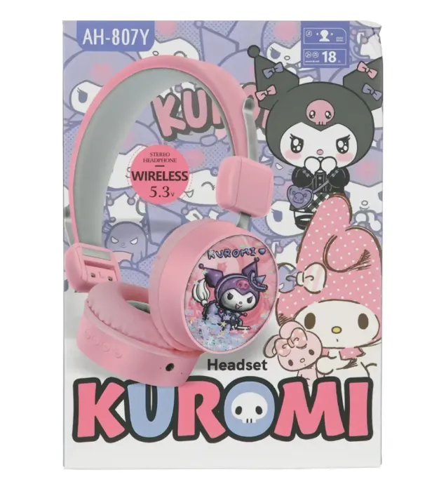 تصویر  هدفون بلوتوثی فانتزی مدل Kuromi AH-807Y