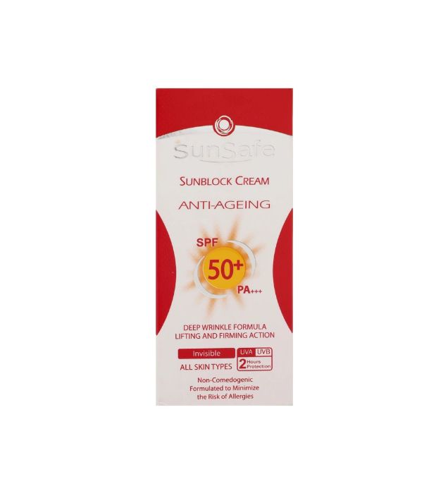 تصویر  کرم ضدآفتاب بی رنگ سان سیف با 50 SPF مناسب انواع پوست 50 میلی لیتر