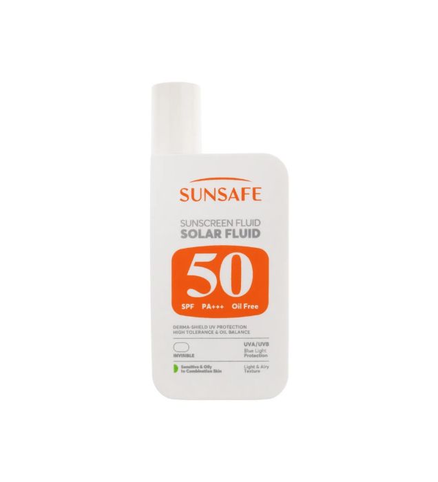 تصویر  کرم ضدآفتاب بی رنگ  سان سیف با 50 SPF مناسب پوست چرب و مختلط 55 میلی لیتر