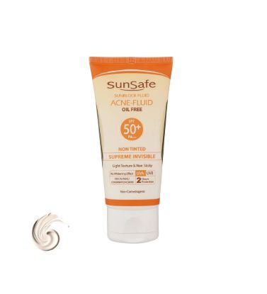 تصویر  کرم ضدآفتاب بی رنگ سان سیف با 50 SPF مناسب پوست چرب، جوش‌دار و مستعد آکنه 50 میلی لیتر