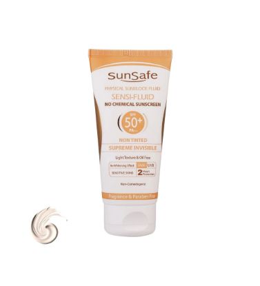 تصویر  کرم ضدآفتاب بی رنگ سان سیف با 50 SPF مدل Sensi Fluid مناسب پوست حساس 50 میلی لیتر