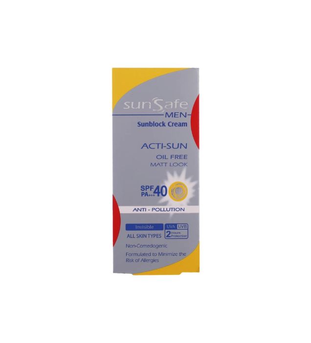 تصویر  کرم ضدآفتاب بی رنگ سان سیف با 40 SPF مدل ACTI-SUN مناسب انواع پوست 50 میلی لیتر
