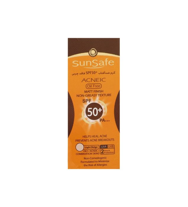 تصویر  کرم ضدآفتاب رنگی سان سیف با 50 SPF مدل ACNEIC مناسب پوست‌های چرب 50 میلی لیتر