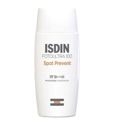 تصویر  کرم ضدآفتاب بی رنگ ایزدین با 50 SPF مدل Spot Prevent مناسب انواع پوست 50 میلی لیتر
