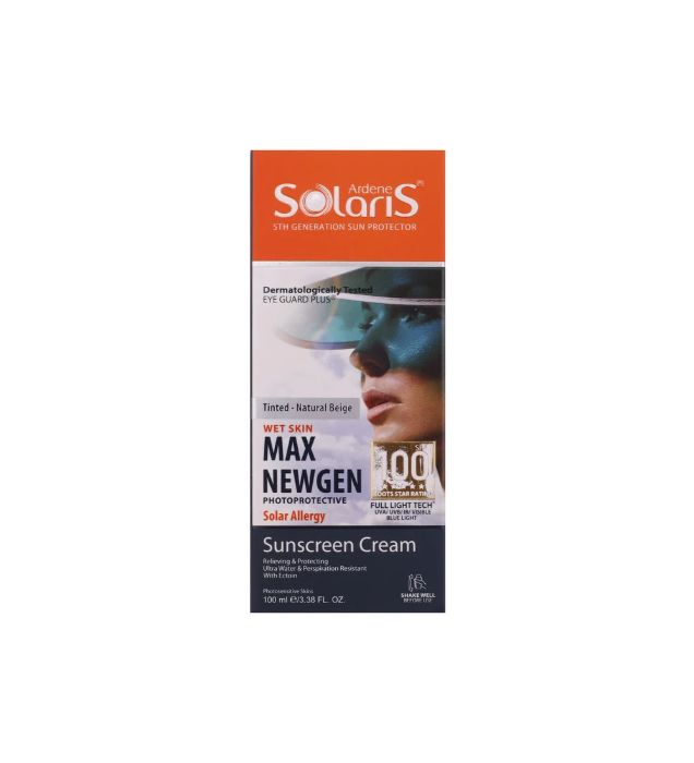 تصویر  کرم ضد آفتاب رنگی آردن سولاریس مدل Max Newgen با SPF 100 مناسب پوست‌های حساس بژ طبیعی حجم 100 میلی لیتر