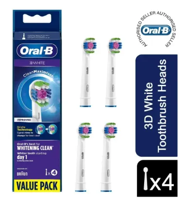 تصویر  سری یدک مسواک برقی اورال بی مدل 3D White بسته 4 عددی