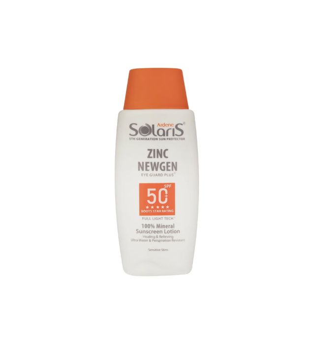 تصویر  کرم ضد آفتاب بی رنگ آردن سولاریس با SPF 50 مدل Zinc Newgen مناسب پوست های حساس حجم 100 میلی لیتر