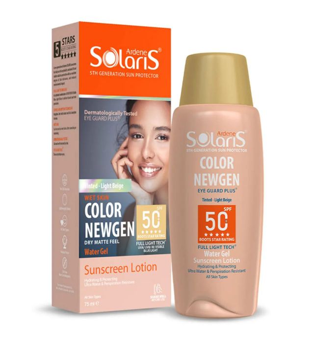 تصویر  کرم ضد آفتاب رنگی آردن سولاریس مدل Color Newgen با SPF 50 مناسب انواع پوست بژ روشن حجم 75 میلی لیتر